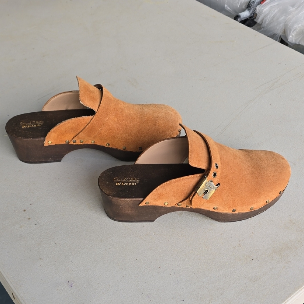 Dr. Scholl's Orange Suede Clog Mules